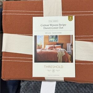 Threshold Terracotta Stripe Duvet Cover Set